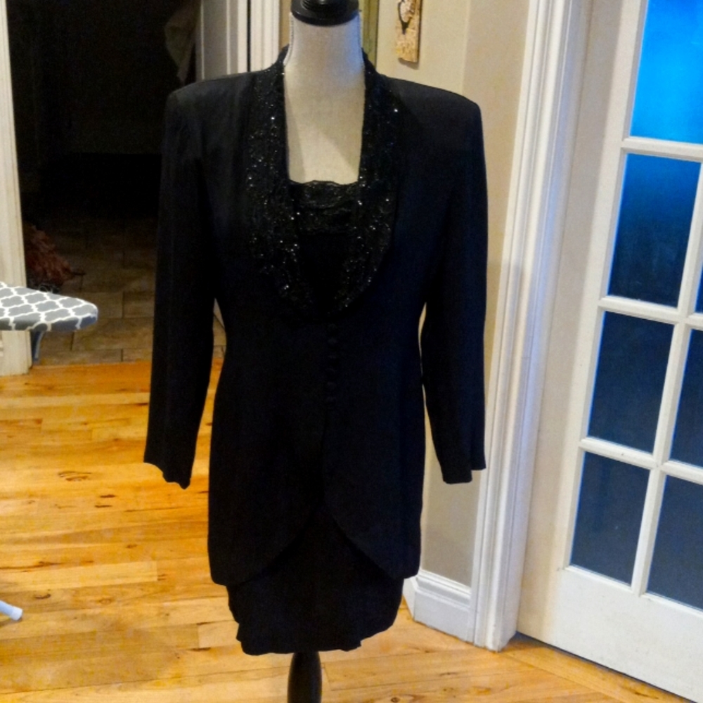 Black sequined cocktail dress